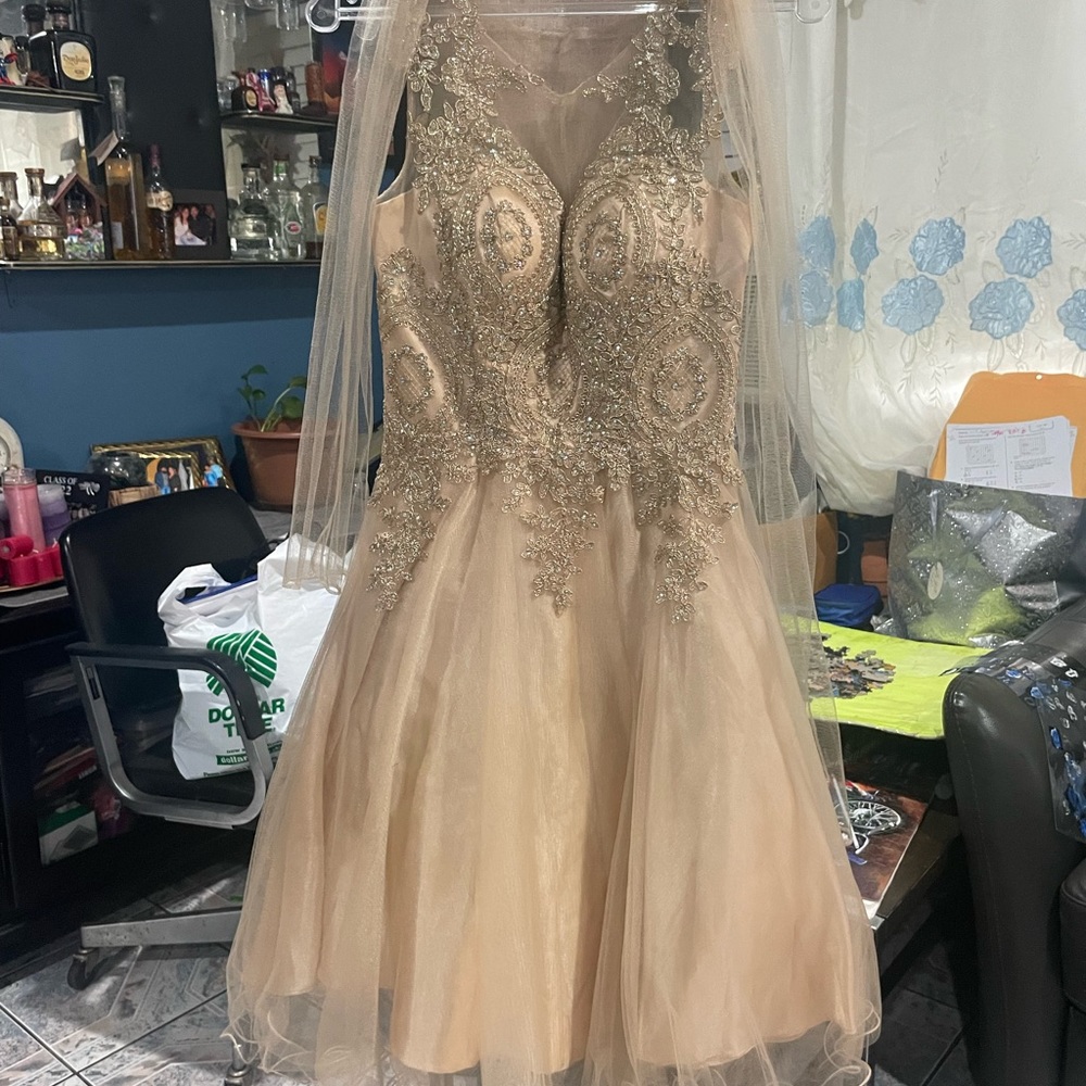 Champagne Dress 
- size 4 -tulle -cover up -bought in HP
